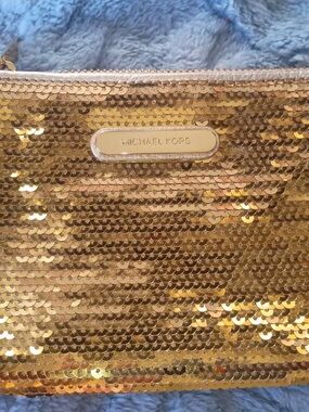 Michael Kors Gold Sequin Wristlet Clutch Pouch